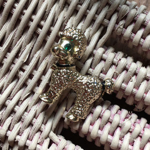 Vintage Petite Rhinestone Poodle Brooch
